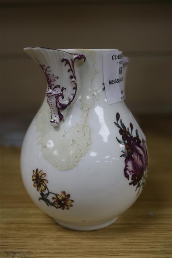 A Meissen cup, a jug, a bust, and a bird dish